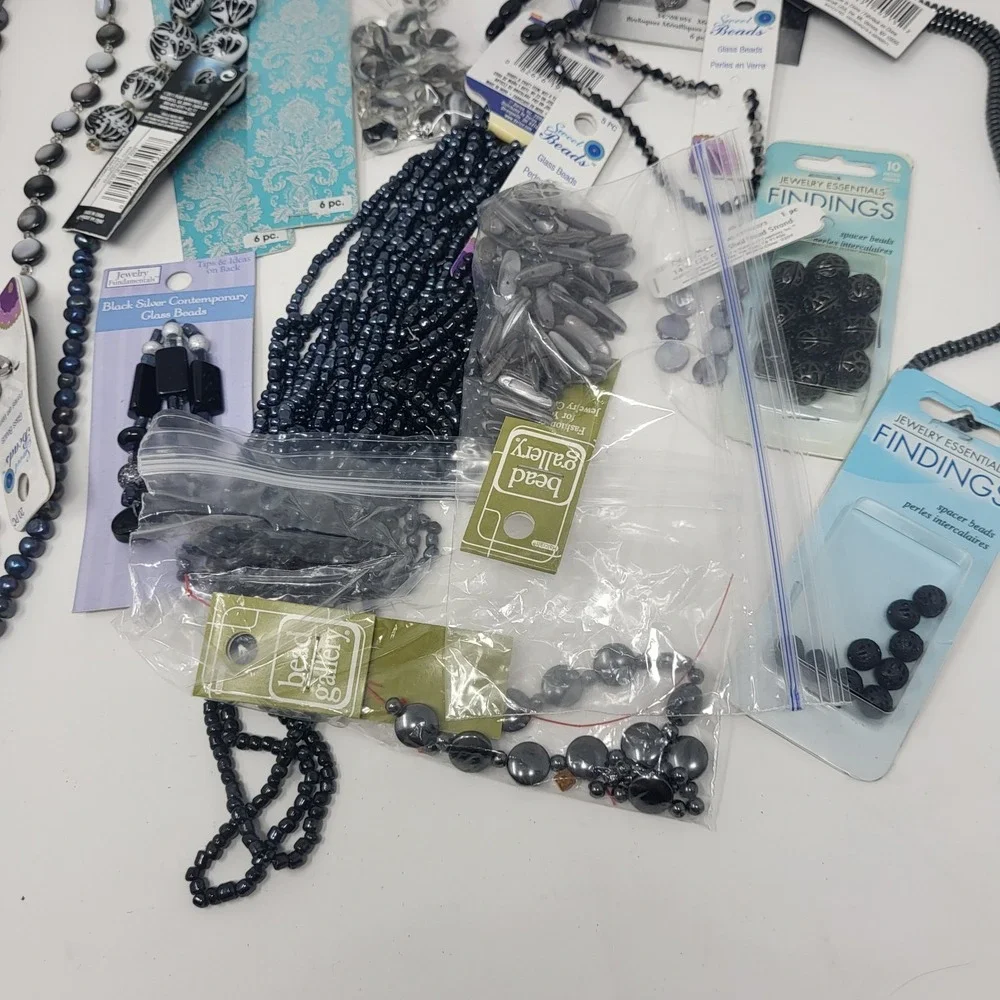 Bundle Of Jewelry Making Supplies Beads Arts Crafts Black Lot #10